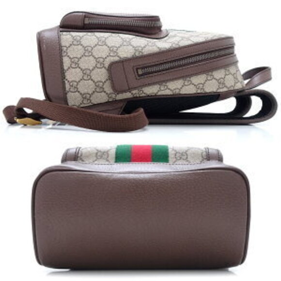 Gucci GG Backpack Ophidia Leather Supreme Canvas Beige Ebony - Picture 2 of 10